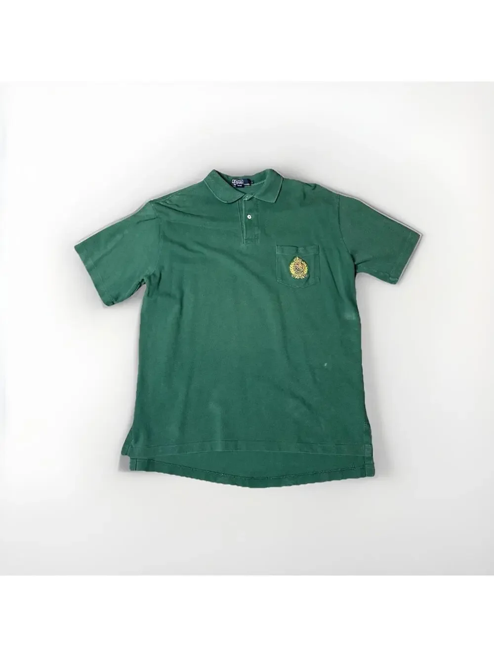 Vintage Polo Ralph Lauren Shirt Large Green Crest Shield Made In USA 90s